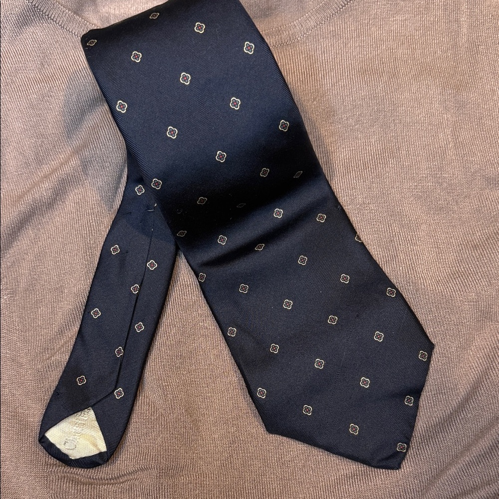 Elegant Dior Navy Blue Patterned Men's Tie